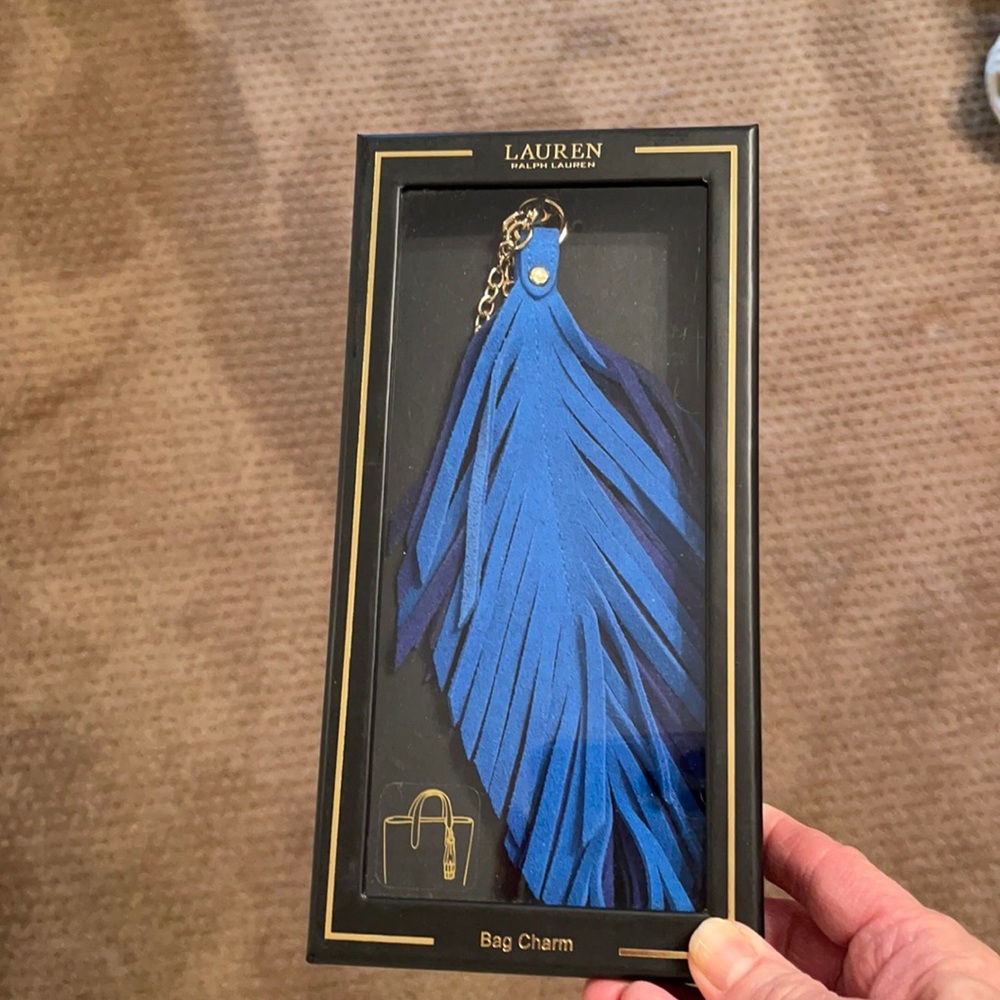 Ralph Lauren feather tassel bag charm NEW IN BOX